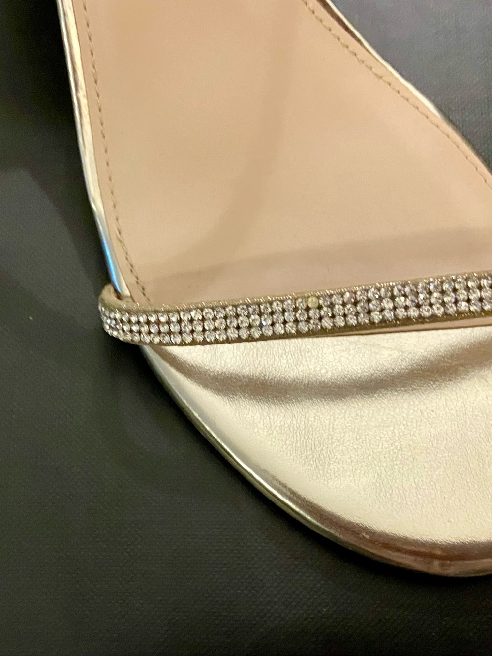 Nina Taupe Rhinestone Strappy Heel Sandal